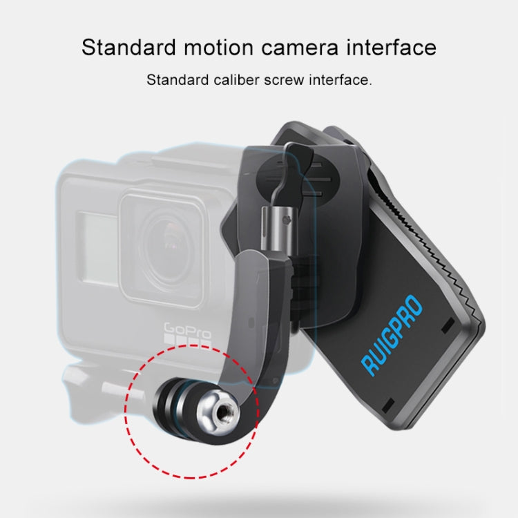 RUIGPRO 360 Degree Rotation J-Type Backpack Rec-Mounts Clip Clamp Mount with Screw for GoPro HERO9 Black / HERO8 Black /HERO7 /6 /5, DJI Osmo Action, Xiaoyi and Other Action Cameras - Mount & Holder by RUIGPRO | Online Shopping South Africa | PMC Jewellery | Buy Now Pay Later Mobicred