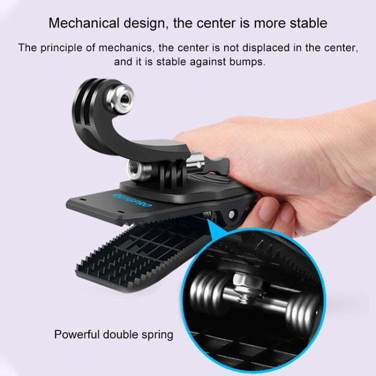 RUIGPRO 360 Degree Rotation J-Type Backpack Rec-Mounts Clip Clamp Mount with Screw for GoPro HERO9 Black / HERO8 Black /HERO7 /6 /5, DJI Osmo Action, Xiaoyi and Other Action Cameras - Mount & Holder by RUIGPRO | Online Shopping South Africa | PMC Jewellery | Buy Now Pay Later Mobicred
