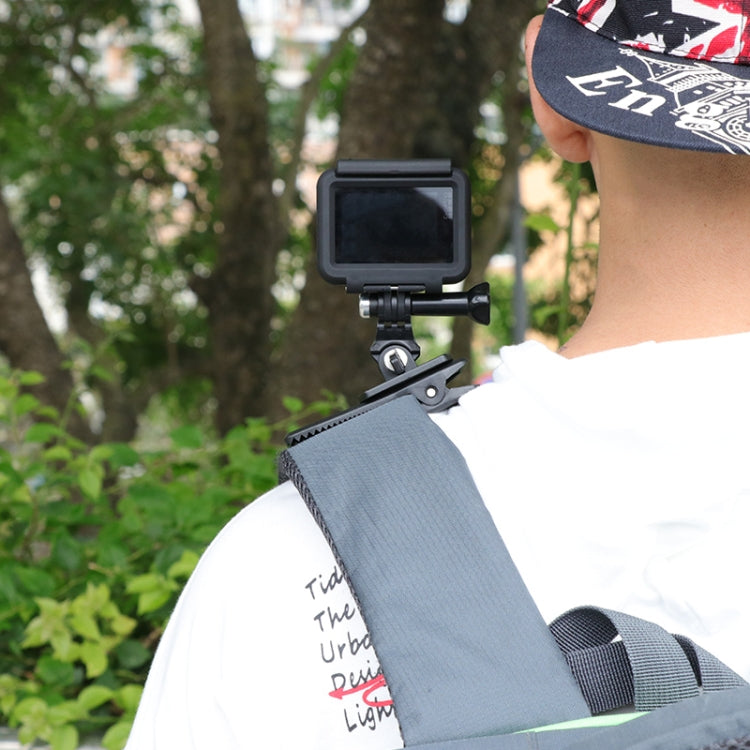 RUIGPRO 360 Degree Rotation J-Type Backpack Rec-Mounts Clip Clamp Mount with Screw for GoPro HERO9 Black / HERO8 Black /HERO7 /6 /5, DJI Osmo Action, Xiaoyi and Other Action Cameras - Mount & Holder by RUIGPRO | Online Shopping South Africa | PMC Jewellery | Buy Now Pay Later Mobicred