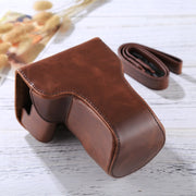 Full Body Camera PU Leather Case Bag with Strap for Canon EOS M6 (18-150mm Lens) (Coffee)