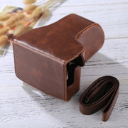 Full Body Camera PU Leather Case Bag with Strap for Canon EOS M6 (18-150mm Lens) (Coffee)
