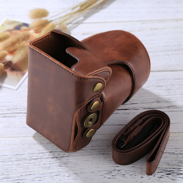 Full Body Camera PU Leather Case Bag with Strap for Canon EOS M6 (18-150mm Lens) (Coffee) - free shipping - PMC TechLife - Order now!