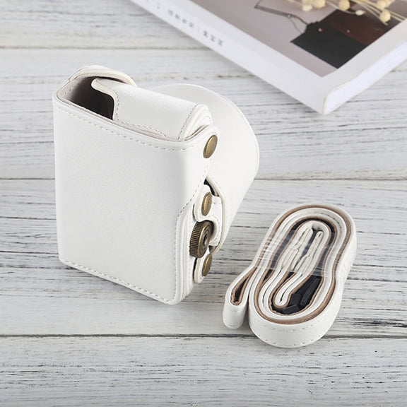 Full Body Camera PU Leather Case Bag with Strap for Sony A5100 / A5000 / NEX-3N (16-50mm / 40.5mm Lens) (White)