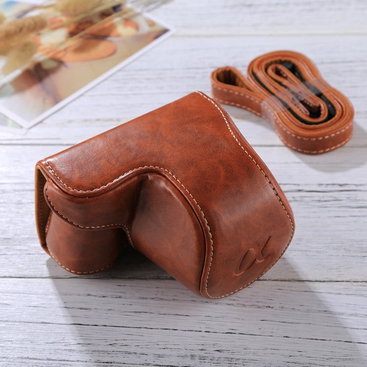 Full Body Camera PU Leather Case Bag with Strap for Sony A5100 / A5000 / NEX-3N (16-50mm / 40.5mm Lens)(Brown)