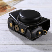 Full Body Camera PU Leather Camera Case Bag with Strap for Canon PowerShot G7 X Mark II (Black)