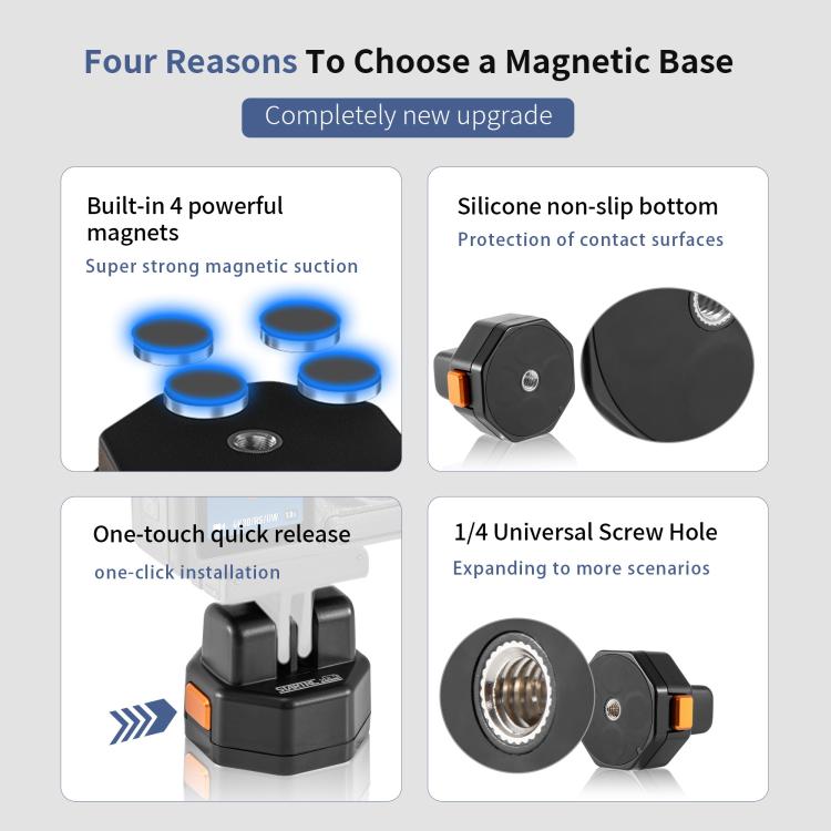 STARTRC VCR Snap-Mag Magnetic Quick Release Base Mount For GoPro (Black) - free shipping - PMC TechLife - Order now!