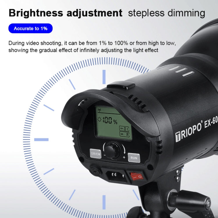 TRIOPO EX-60W Studio Flash Built-in Dissipate Heat System with EX-60III LED Single Light - free shipping - PMC Jewellery - Order now!