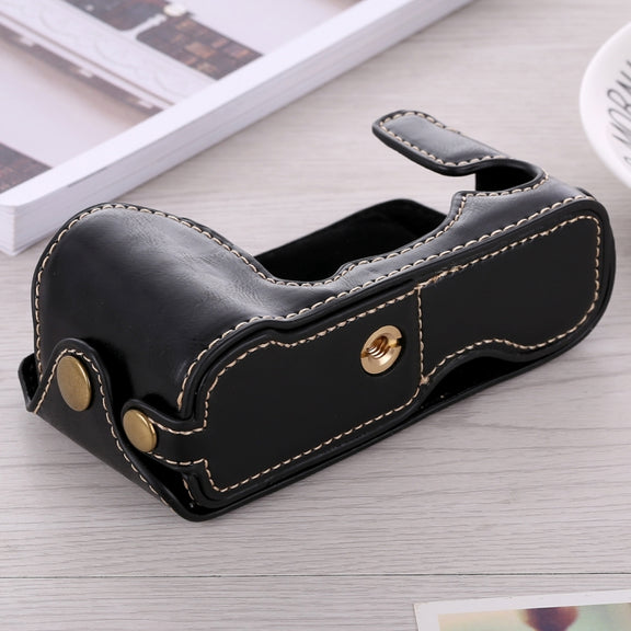 1/4 inch Thread PU Leather Camera Half Case Base for FUJIFILM X-A3 / X-A10(Black)