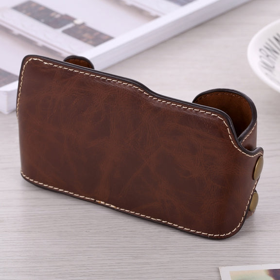 1/4 inch Thread PU Leather Camera Half Case Base for FUJIFILM X-A3 / X-A10(Coffee)