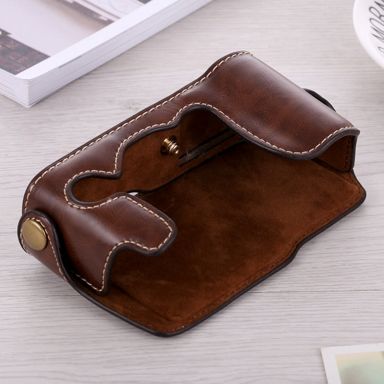 1/4 inch Thread PU Leather Camera Half Case Base for FUJIFILM X-A3 / X-A10(Coffee)