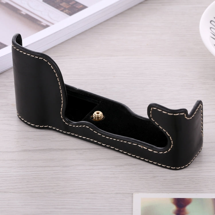 1/4 inch Thread PU Leather Camera Half Case Base for FUJIFILM X-A5 / X-A20(Black)