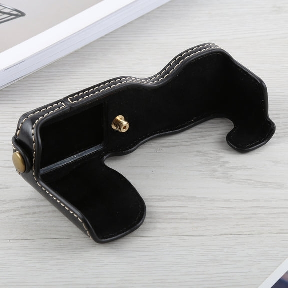 1/4 inch Thread PU Leather Camera Half Case Base for FUJIFILM X-A5 / X-A20(Black)