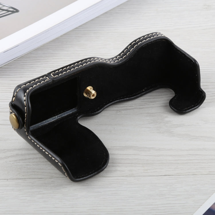 1/4 inch Thread PU Leather Camera Half Case Base for FUJIFILM X-A5 / X-A20(Black)