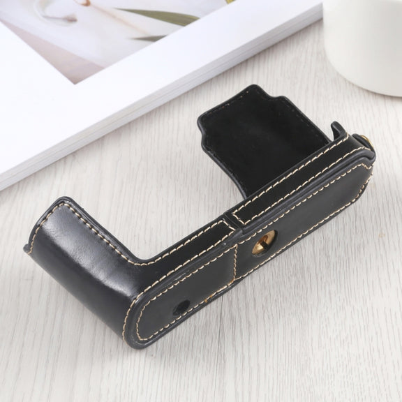 1/4 inch Thread PU Leather Camera Half Case Base for Leica DLUX TYP 109 (Black)