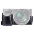 1/4 inch Thread PU Leather Camera Half Case Base for Sony A6400 / ILCE-A6400 (Black) - free shipping - PMC TechLife - Order now!