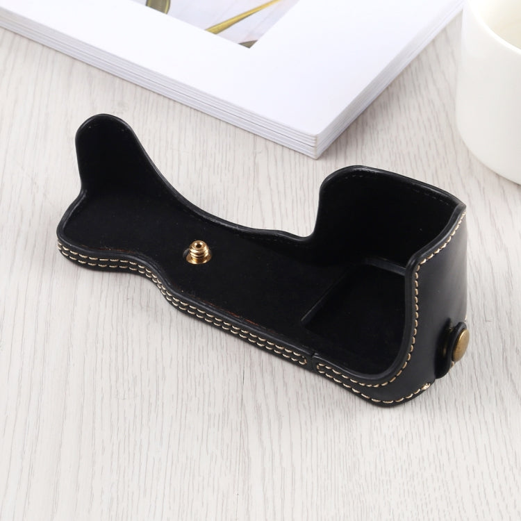1/4 inch Thread PU Leather Camera Half Case Base for Sony A6400 / ILCE-A6400 (Black)