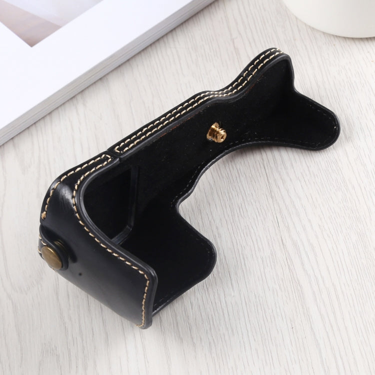 1/4 inch Thread PU Leather Camera Half Case Base for Sony A6400 / ILCE-A6400 (Black)