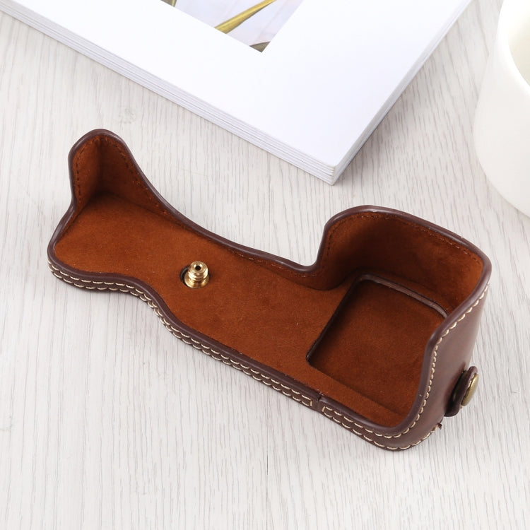 1/4 inch Thread PU Leather Camera Half Case Base for Sony A6400 / ILCE-A6400 (Coffee) - free shipping - PMC TechLife - Order now!