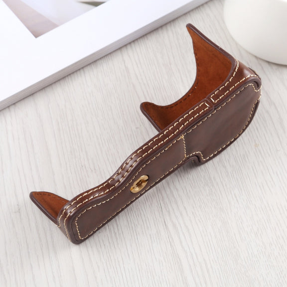 1/4 inch Thread PU Leather Camera Half Case Base for Sony A6400 / ILCE-A6400 (Coffee)