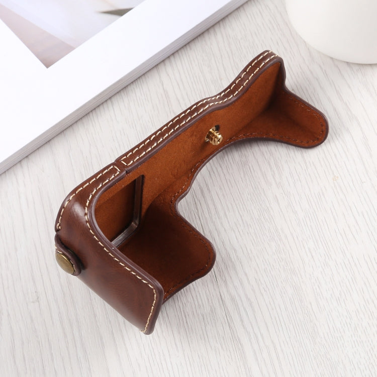 1/4 inch Thread PU Leather Camera Half Case Base for Sony A6400 / ILCE-A6400 (Coffee) - free shipping - PMC TechLife - Order now!