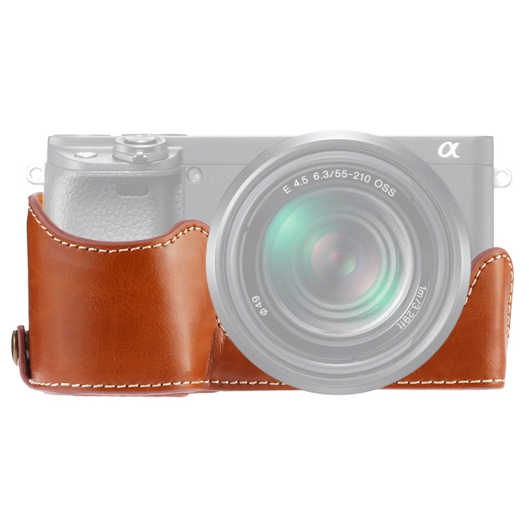 1/4 inch Thread PU Leather Camera Half Case Base for Sony A6400 / ILCE-A6400 (Brown) - free shipping - PMC TechLife - Order now!