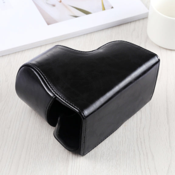 Full Body Camera PU Leather Case Bag with Strap for Sony A6400 / ILCE-A6400 (Black)
