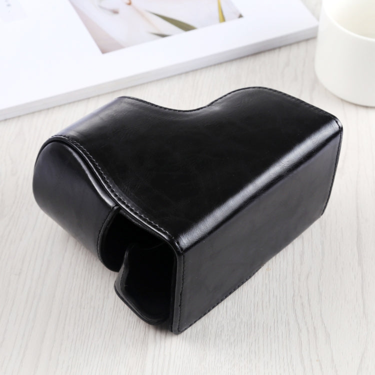 Full Body Camera PU Leather Case Bag with Strap for Sony A6400 / ILCE-A6400 (Black)