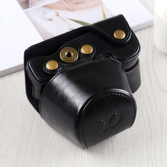 Full Body Camera PU Leather Case Bag with Strap for Sony A6400 / ILCE-A6400 (Black)