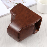 Full Body Camera PU Leather Case Bag with Strap for Sony A6400 / ILCE-A6400 (Coffee)