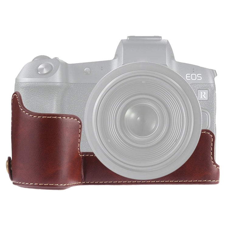 1/4 inch Thread PU Leather Camera Half Case Base for Canon EOS R (Coffee) - free shipping - PMC TechLife - Order now!