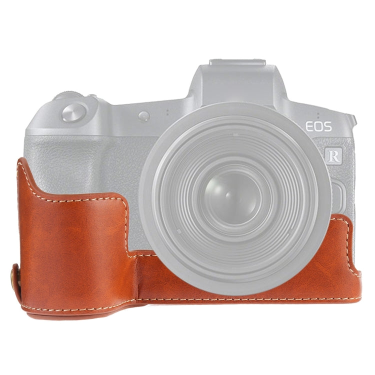 1/4 inch Thread PU Leather Camera Half Case Base for Canon EOS R (Brown) - free shipping - PMC TechLife - Order now!