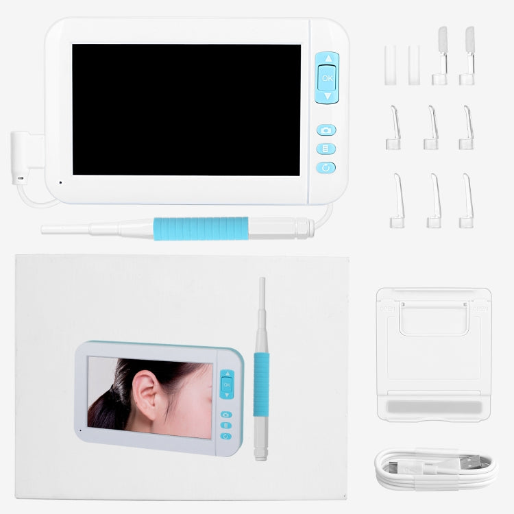 C01 4.3 Inch Screen Display HD1080P Visual Earspoon Endoscope with 6 LEDs, Diameter:3.9mm