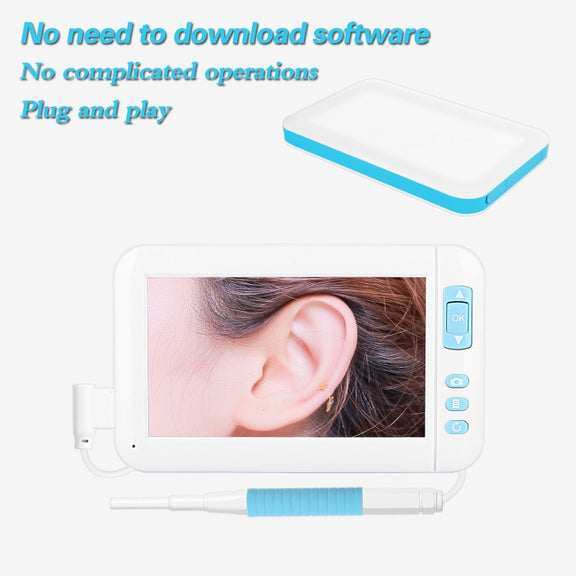C01 4.3 Inch Screen Display HD1080P Visual Earspoon Endoscope with 6 LEDs, Diameter:3.9mm