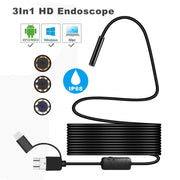 Y101 8mm Spiral Head 3 In 1 Water-resistant Digital Endoscope Inspection Camera, Length: 2m Hard Cable(Black)