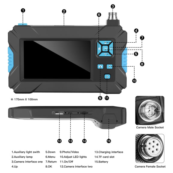 P30 5.5mm IP67 Water-resistant 4.3 inch HD Portable Endoscope Hard Cable Industrial Endoscope, Cable Length: 2m(Blue)