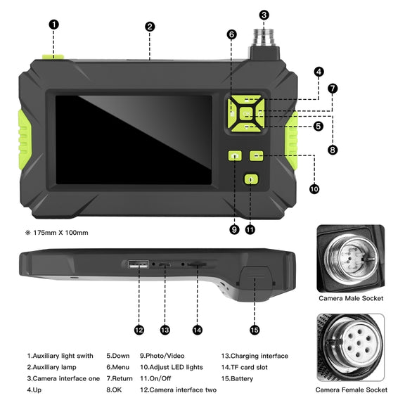 P30 8mm IP67 Water-resistant 4.3 inch HD Portable Endoscope Hard Cable Industrial Endoscope, Cable Length: 10m