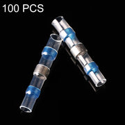100 PCS AWG16-14 1.5-2.5mm Seal Heat Shrink Butt Wire Connectors Blue Terminals Solder Sleeve(Blue)