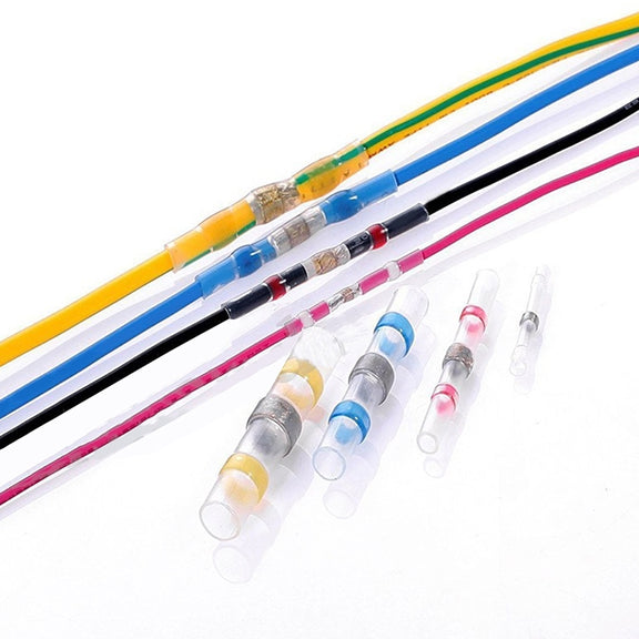 100 PCS AWG16-14 1.5-2.5mm Seal Heat Shrink Butt Wire Connectors Blue Terminals Solder Sleeve(Blue)