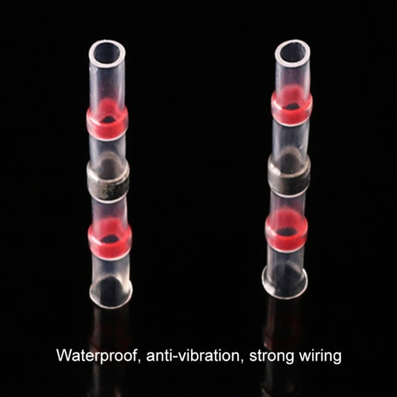 100 PCS AWG22-18 0.5-1.5mm Seal Heat Shrink Butt Wire Connectors Red Terminals Solder Sleeve(Red)