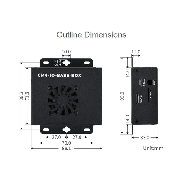 Waveshare Mini IO Board Full Ver Mini-Computer Base Box with Metal Case & Cooling Fan for Raspberry Pi CM4(EU Plug)