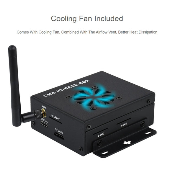 Waveshare Mini IO Board Lite Ver Mini-Computer Base Box with Metal Case & Cooling Fan for Raspberry Pi CM4(EU Plug)