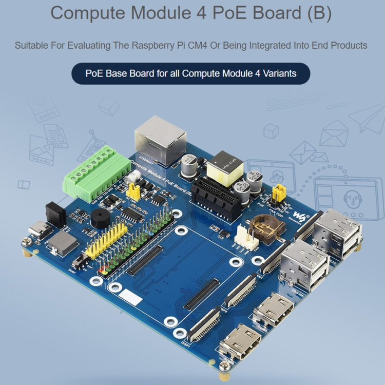 Waveshare Compute Module IO Board with PoE Feature (Type B) for Raspberry Pi all Variants of CM4 - free shipping - PMC Jewellery - Order now!