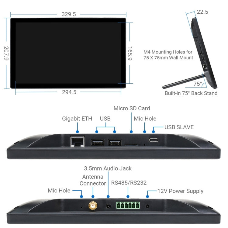 WAVESHARE Mini-Computer Powered by Raspberry Pi CM4 Touch Screen(US Plug)