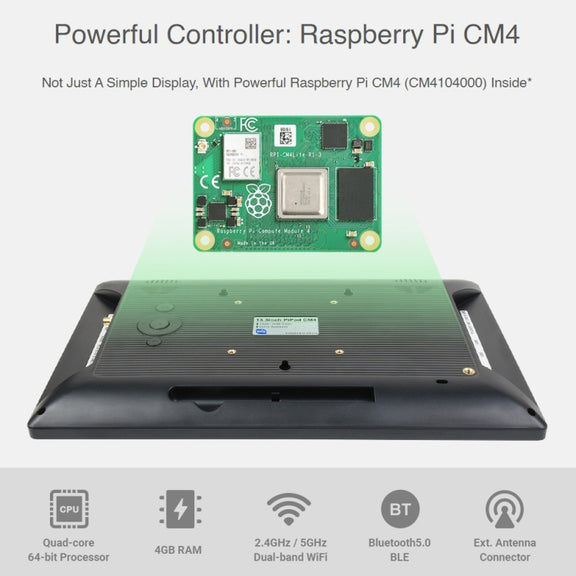 WAVESHARE Mini-Computer Powered by Raspberry Pi CM4 Touch Screen(US Plug)