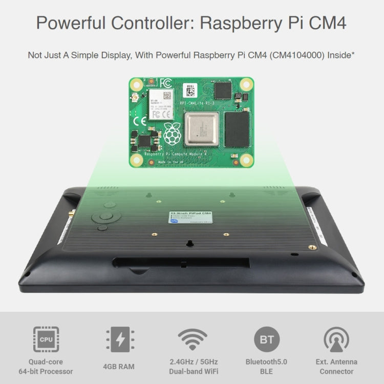 WAVESHARE Mini-Computer Powered by Raspberry Pi CM4 Touch Screen(US Plug)