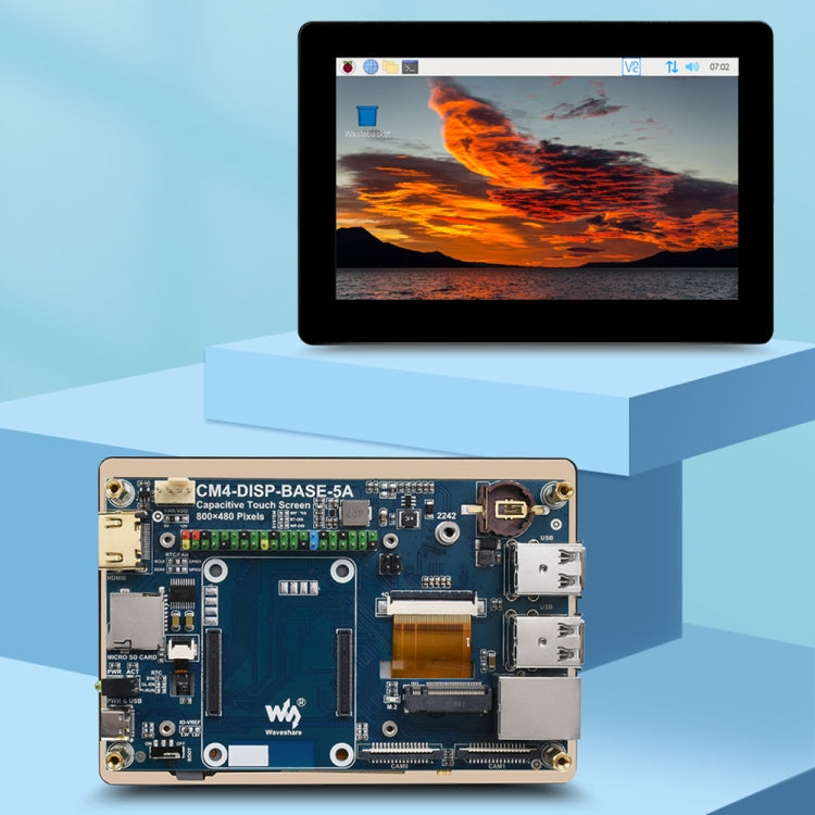 WAVESHARE 5 inch Touch Screen Expansion for Raspberry Pi CM4, PoE Header, Gigabit Ethernet, 4K Output - free shipping - PMC Jewellery - Order now!