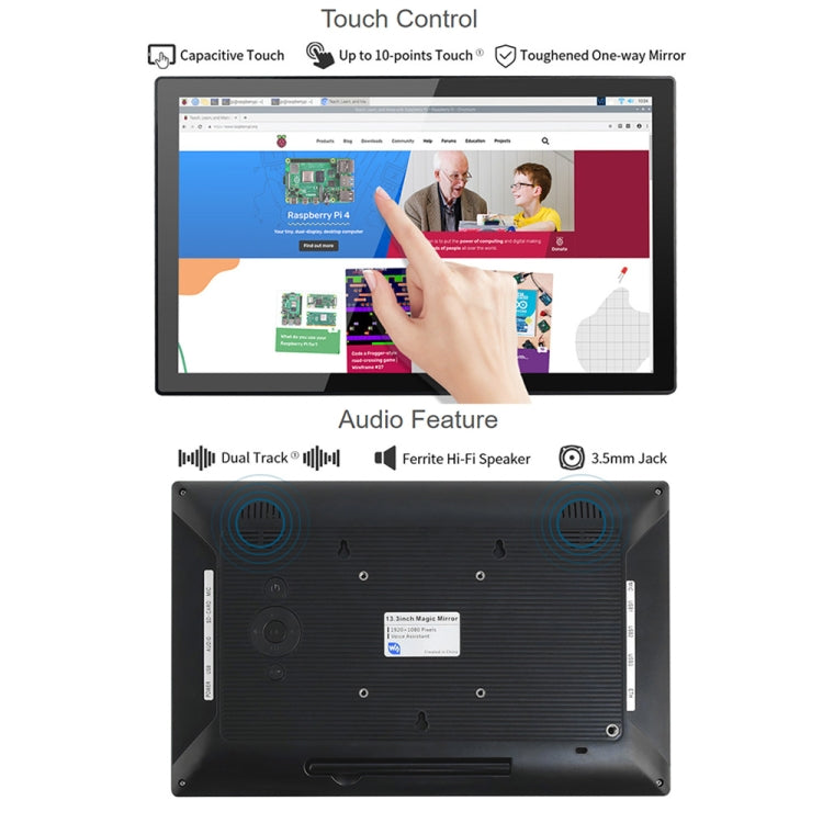 Waveshare 13.3 inch Magic Mirror, Voice Assistant, Touch Control(UK Plug) - free shipping - PMC Jewellery - Order now!