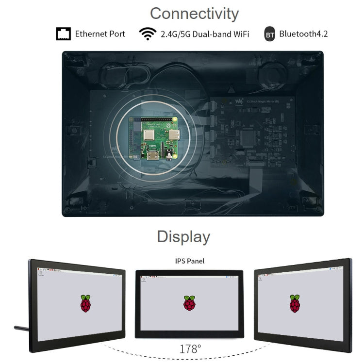 Waveshare 13.3 inch Mini-Computer Powered by Raspberry Pi 3A+, HD Touch Screen(EU Plug) - free shipping - PMC Jewellery - Order now!