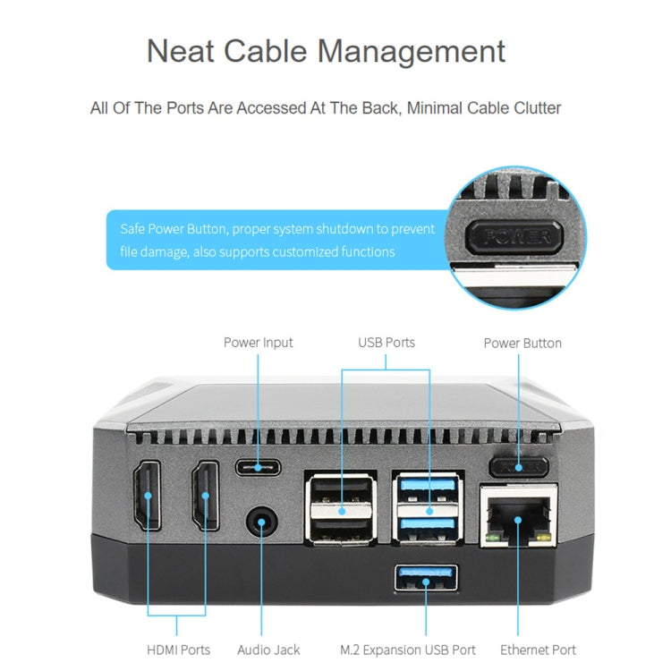Waveshare Argon One M.2 Aluminum Case For Raspberry Pi 4, with M.2 Expansion Slot - free shipping - PMC Jewellery - Order now!