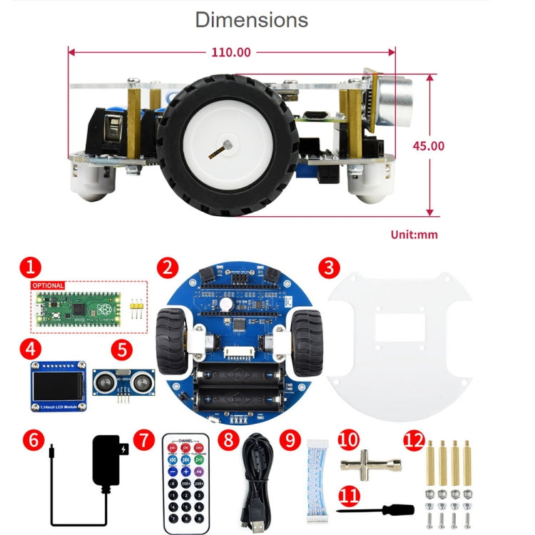 Waveshare PicoGo Mobile Robot, Based on Raspberry Pi Pico, Self Driving, Remote Control(US Plug) - free shipping - PMC TechLife - Order now!